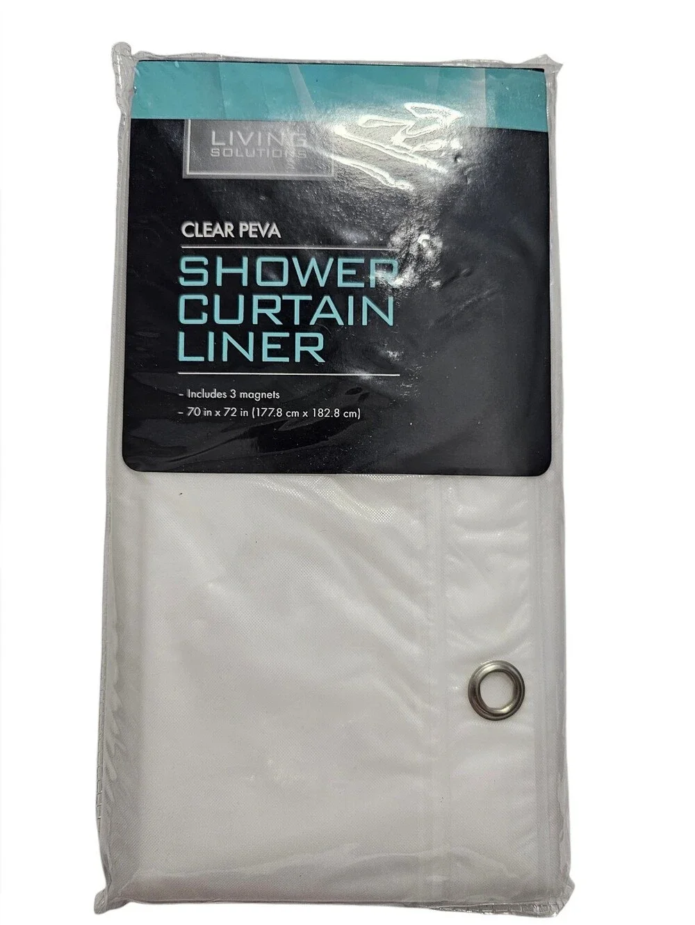 Living Solutions Clear PEVA Shower Curtain Liner - White